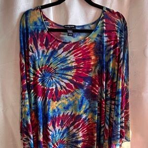 Tie-Dye Tunic in Red, Blue, and Yellow